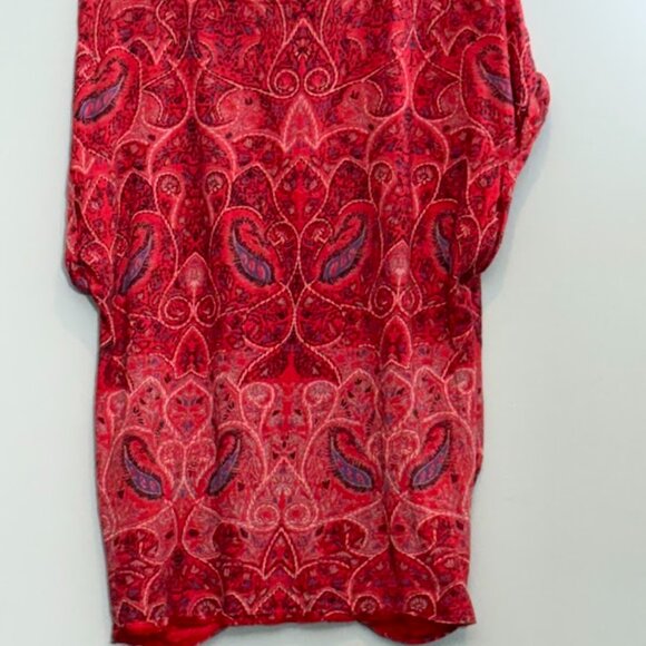 LUCKY BRAND Llight Red  Twist Front Floral Short Sleeve Cotton Modal Tee S - Picture 2 of 2